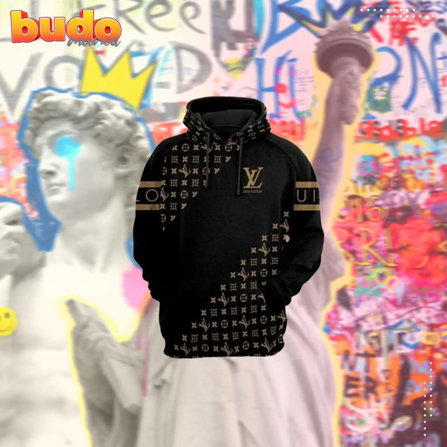 Louis vuitton black luxury unisex premium hoodie luxury brand outfit for men women - hot new